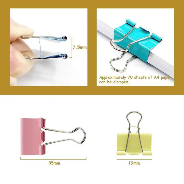 Alt view image 2 of 5 - 120 Pcs Colored Binder Clips, 3/4inch(19mm), Small Size for Office Supplies, 4 Vibrant Colors