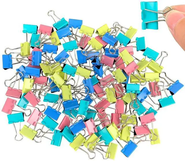 Main image of 120 Pcs Colored Binder Clips, 3/4inch(19mm), Small Size for Office Supplies, 4 Vibrant Colors
