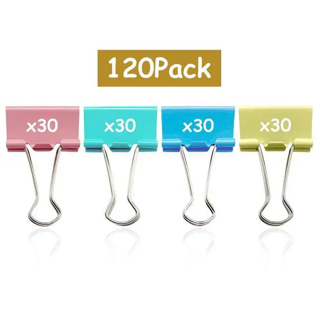 Alt view image 5 of 5 - 120 Pcs Colored Binder Clips, 3/4inch(19mm), Small Size for Office Supplies, 4 Vibrant Colors