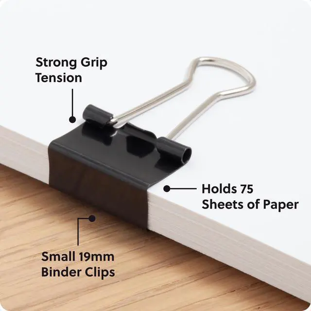 Alt view image 3 of 6 - Binder Clips, 144-Count, 3/4 Inch, Mini Paper Clamps, Small Clips