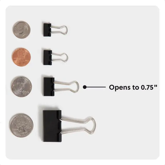 Alt view image 5 of 6 - Binder Clips, 144-Count, 3/4 Inch, Mini Paper Clamps, Small Clips
