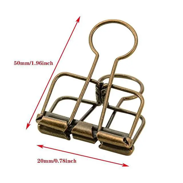 Alt view image 2 of 6 - 20PCS Medium Metal Binder Clips - Bronze, Paper Clamps for Office Supplies, School, Personal Document Organizing