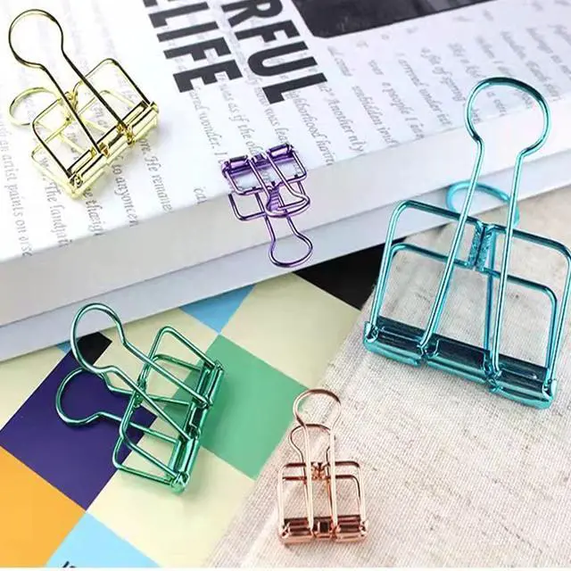 Alt view image 5 of 6 - 20PCS Medium Metal Binder Clips - Bronze, Paper Clamps for Office Supplies, School, Personal Document Organizing