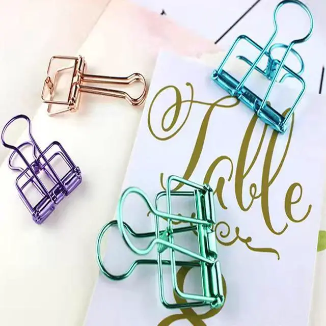 Alt view image 6 of 6 - 20PCS Medium Metal Binder Clips - Bronze, Paper Clamps for Office Supplies, School, Personal Document Organizing