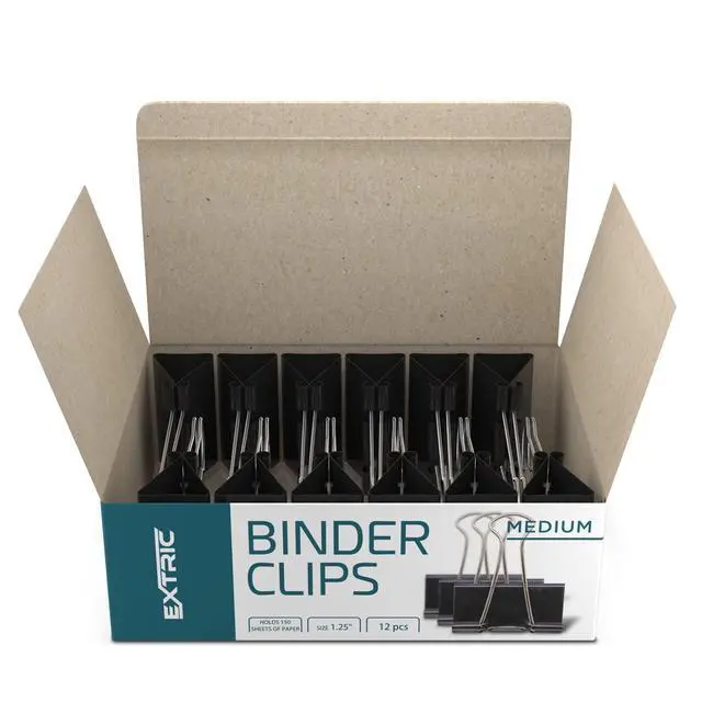 Alt view image 2 of 7 - Binder Clips - 48 Medium Binder Clips, 1.25 Inch Black Paper Clamps, File Clip for Home, Office and School Supplies