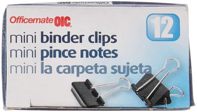 Main image of Binder Clips, Mini, 1/4in. Capacity, Box Of 12
