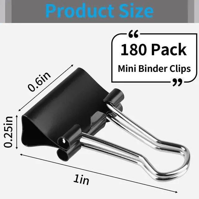 Alt view image 2 of 7 - 180Pcs Small Binder Clips, Mini Binder Clips, Clips Office Supplies | Paper Clamps, Binder Paper Clips Binder Clips Small, Mini Clips, Small Paper Clips for Office Supplies Home School (0.63 in )