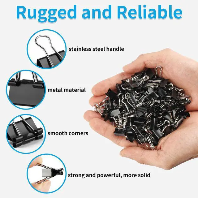 Alt view image 3 of 7 - 180Pcs Small Binder Clips, Mini Binder Clips, Clips Office Supplies | Paper Clamps, Binder Paper Clips Binder Clips Small, Mini Clips, Small Paper Clips for Office Supplies Home School (0.63 in )