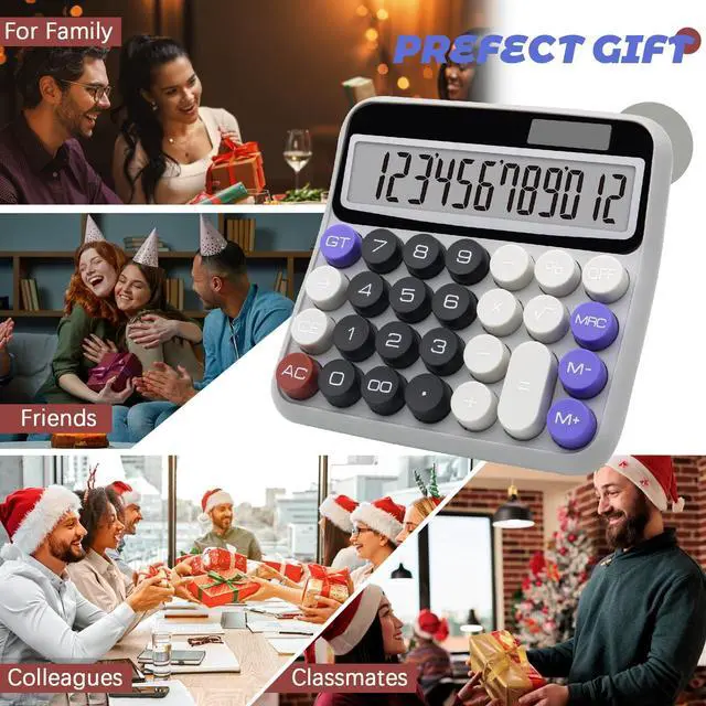 Alt view image 6 of 6 - Black Gray Calculator, Big Button Calculator with Large LCD Display | Black Gray Calculators Desktop for Offices, Solar Calculator Powered by two Modes, Black Desk Accessories