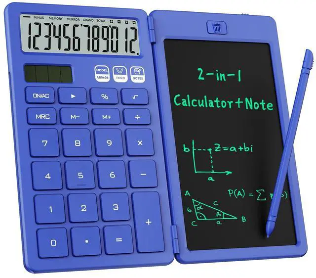 Main image of Desk Calculator with Erasable LCD Notepad Calculators Desktop Basic Calculators for Middle School Cute Pocket Solar Calculator Office Desk Accessories Supplies Home Office Essential Big Button