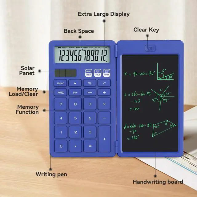 Alt view image 3 of 6 - Desk Calculator with Erasable LCD Notepad Calculators Desktop Basic Calculators for Middle School Cute Pocket Solar Calculator Office Desk Accessories Supplies Home Office Essential Big Button