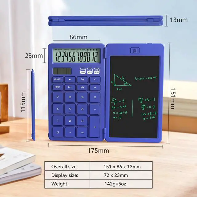 Alt view image 4 of 6 - Desk Calculator with Erasable LCD Notepad Calculators Desktop Basic Calculators for Middle School Cute Pocket Solar Calculator Office Desk Accessories Supplies Home Office Essential Big Button