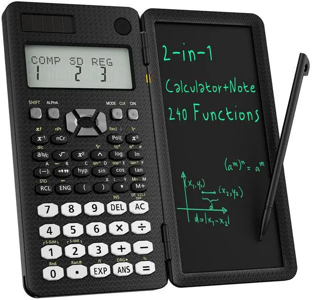 Main image of 82MS Scientific Calculator 240 Functions 2-Line Display for Middle Students | Scientific Calculator with Notepad, Middle and High Students Back to School Supplie, Foldable Solar & Battery Power