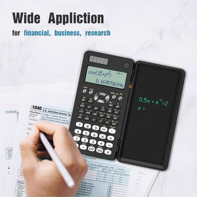 Alt view image 5 of 5 - 82MS Scientific Calculator 240 Functions 2-Line Display for Middle Students | Scientific Calculator with Notepad, Middle and High Students Back to School Supplie, Foldable Solar & Battery Power