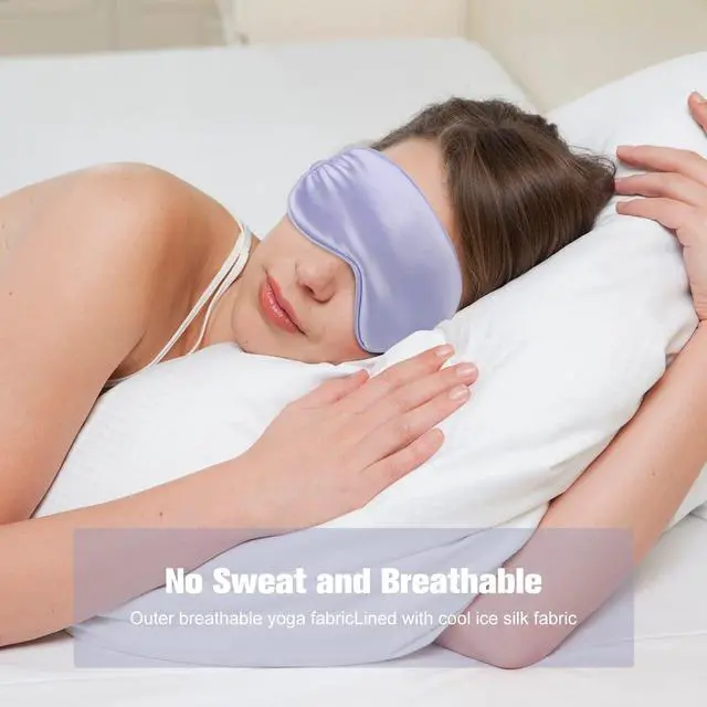 Alt view image 5 of 7 - 2 Pack Silk Sleep Masks, Light Blocking Eye Masks, Black & Purple | Silky Soft Feel, Light Blocking Design, Gentle Elastic Fit, Breathable Comfort for Sleep, Travel and Naps