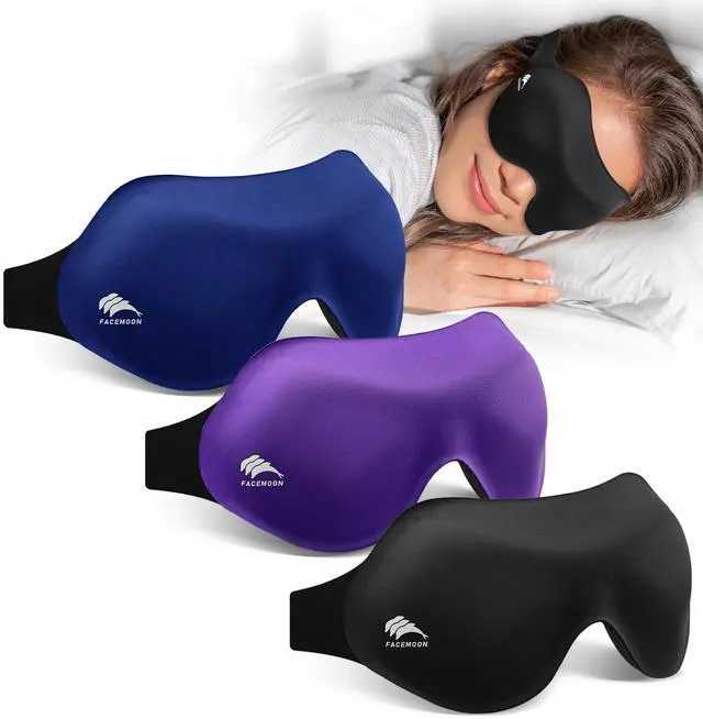 Main image of 3 Pack Sleep Masks for Side Sleepers, True Blackout 3D Eye Mask for Sleeping, Zero Eye Pressure, Lash-Friendly, Adjustable Soft Eye Cover for Women Men, Travel Night Blindfold