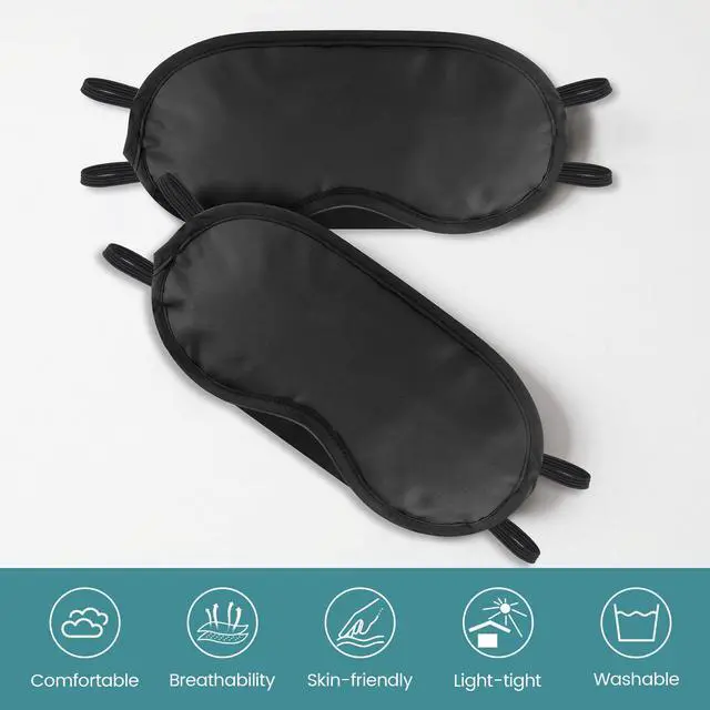 Alt view image 2 of 7 - 20 PCS Sleep Eye Masks Blindfolds - Light-Tight with Nose Pad & Adjustable Strap, Bulk Comfortable Breathable Party Supplies for Team Building Travel, Black Eye Cover for Women Men