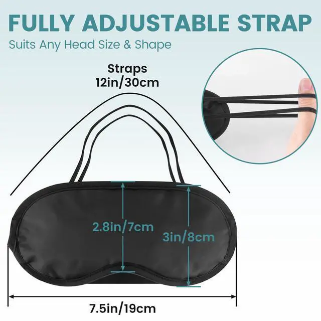 Alt view image 4 of 7 - 20 PCS Sleep Eye Masks Blindfolds - Light-Tight with Nose Pad & Adjustable Strap, Bulk Comfortable Breathable Party Supplies for Team Building Travel, Black Eye Cover for Women Men