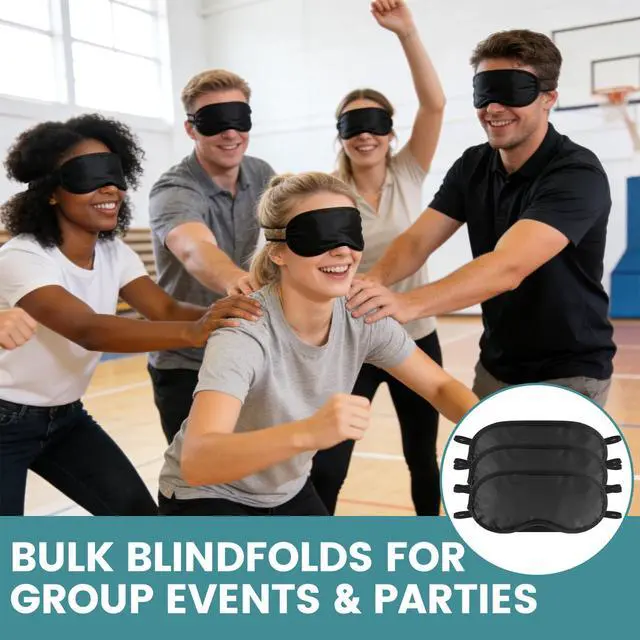 Alt view image 5 of 7 - 20 PCS Sleep Eye Masks Blindfolds - Light-Tight with Nose Pad & Adjustable Strap, Bulk Comfortable Breathable Party Supplies for Team Building Travel, Black Eye Cover for Women Men