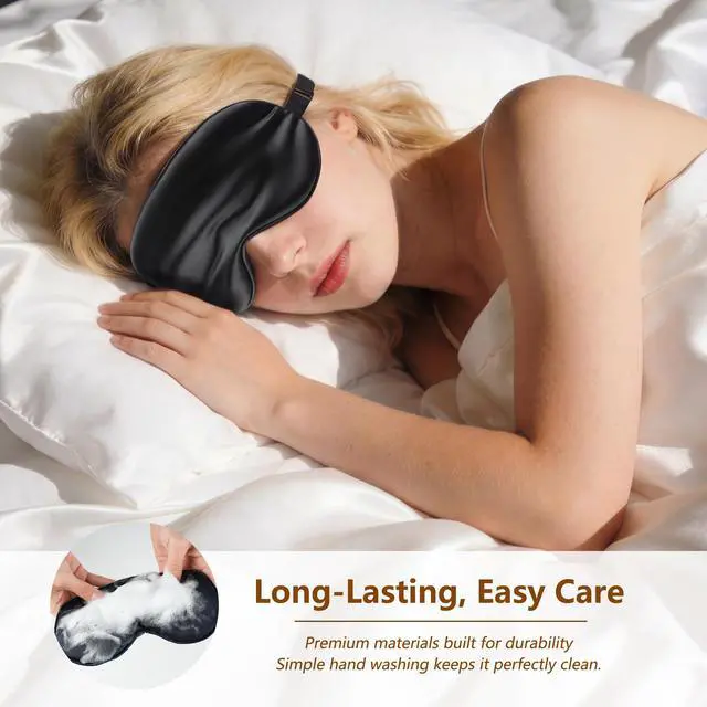 Alt view image 5 of 7 - Sleep Mask Silk Eye Mask for Men Sleeping Mask, Adjustable Elastic Strap for Night Shading Sleep Mask, Soft and Comfortable for Both Men and Women(Black)