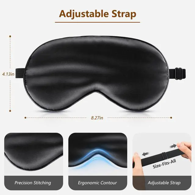 Alt view image 6 of 7 - Sleep Mask Silk Eye Mask for Men Sleeping Mask, Adjustable Elastic Strap for Night Shading Sleep Mask, Soft and Comfortable for Both Men and Women(Black)