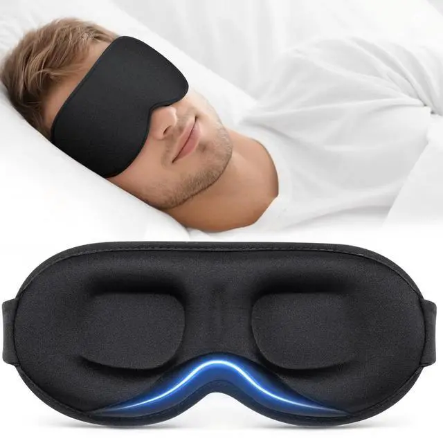 Main image of Sleep Mask for Men Women - 100% Blackout Eye Masks for Sleep - 3D Soft Sleeping Mask for Side Sleepers - Zero Pressure Lash Extensions Eye Cover Shade for Airplane Travel Essentials, Black