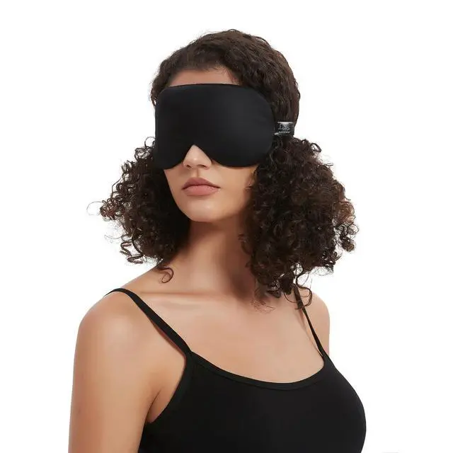 Alt view image 4 of 7 - Sleep Mask Silk Eye Cover with Shaped Pad, Machine Washable | Pressure-free Sleeping, Foam Insert, Upgrade Contour Over Conventional Flat Satin Eye Masks