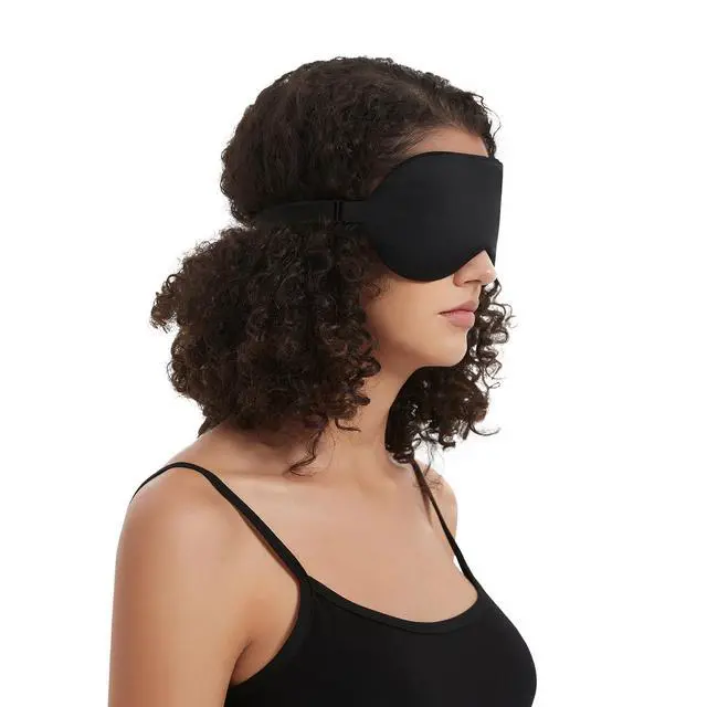 Alt view image 5 of 7 - Sleep Mask Silk Eye Cover with Shaped Pad, Machine Washable | Pressure-free Sleeping, Foam Insert, Upgrade Contour Over Conventional Flat Satin Eye Masks