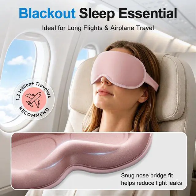 Alt view image 2 of 7 - Weighted Eye Masks for Sleep, 3D Blackout Sleep Mask for Women | Zero Eye Pressure, Deep Cups; Eyelash Friendly Sleep Mask for Airplane Travel Essentials, Night Shift Nurses, Office Naps