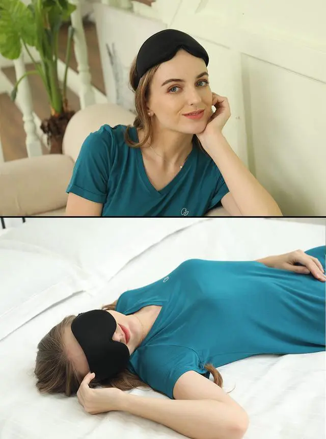 Alt view image 2 of 6 - Sleep Mask for Side Sleeper, Blackout Eye Mask for Women Men | Sleeping Masks, 3D Contoured, Breathable, Zero Eye Pressure, Eyelash Friendly, Adjustable Strap, for Travel ((Black)