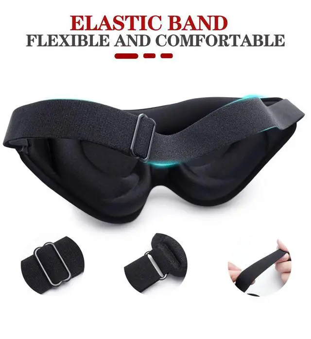 Alt view image 3 of 6 - Sleep Mask for Side Sleeper, Blackout Eye Mask for Women Men | Sleeping Masks, 3D Contoured, Breathable, Zero Eye Pressure, Eyelash Friendly, Adjustable Strap, for Travel ((Black)