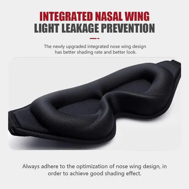 Alt view image 4 of 6 - Sleep Mask for Side Sleeper, Blackout Eye Mask for Women Men | Sleeping Masks, 3D Contoured, Breathable, Zero Eye Pressure, Eyelash Friendly, Adjustable Strap, for Travel ((Black)