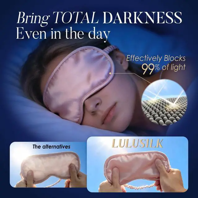 Alt view image 4 of 7 - 100% Mulberry Silk Sleep Eye Mask for Sleeping Women and Men, Pink | 1 Pack, Soft Eye Cover for Pressure-free Sleeping, Travel, Nap, 100% Silk with Elastic Headband, Breathable & Lightweight