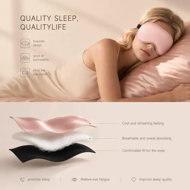 Alt view image 2 of 3 - Silk Sleep Mask, Light Blocking Eye Mask for Sleeping with Adjustable Strap | 3 Pack Super Soft Sleep Blindfold for Women & Men,