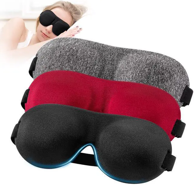 Main image of Sleep Mask for Back and Side Sleeper 3 Pack, 100% Blackout Eye Mask | 3D Zero Eye Pressure, Night Blindfold for Women Men, Lightweight & Breathable Soft Sleeping Eye Cover, Travel Nap Essentials