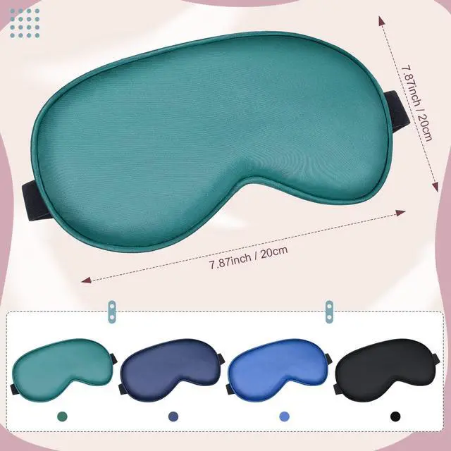 Alt view image 2 of 6 - 4 Pcs Silk Sleep Eye Masks Smooth Soft Satin Eye Covers with Adjustable Strap Blindfold for Sleeping Blocking Out Lights Travel Relaxation (Royal Blue, Dark Green, Navy Blue, Black)