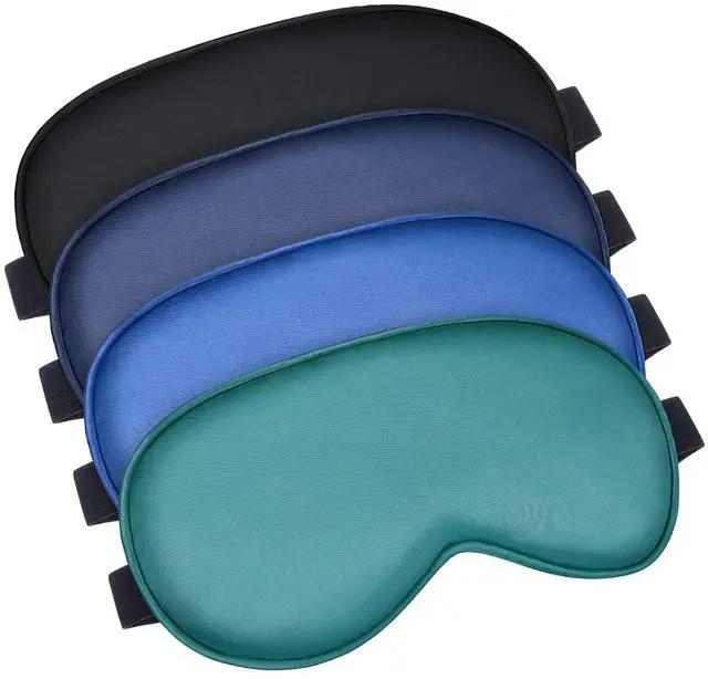 Main image of 4 Pcs Silk Sleep Eye Masks Smooth Soft Satin Eye Covers with Adjustable Strap Blindfold for Sleeping Blocking Out Lights Travel Relaxation (Royal Blue, Dark Green, Navy Blue, Black)