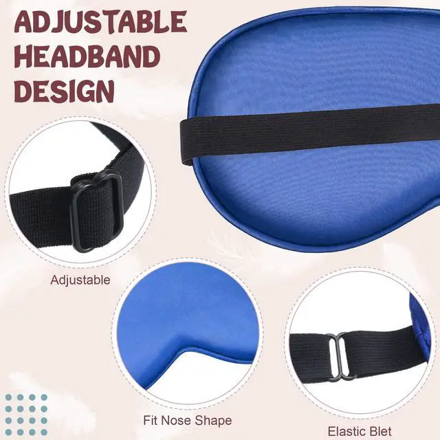 Alt view image 3 of 6 - 4 Pcs Silk Sleep Eye Masks Smooth Soft Satin Eye Covers with Adjustable Strap Blindfold for Sleeping Blocking Out Lights Travel Relaxation (Royal Blue, Dark Green, Navy Blue, Black)