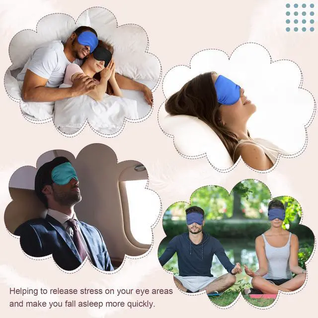 Alt view image 6 of 6 - 4 Pcs Silk Sleep Eye Masks Smooth Soft Satin Eye Covers with Adjustable Strap Blindfold for Sleeping Blocking Out Lights Travel Relaxation (Royal Blue, Dark Green, Navy Blue, Black)