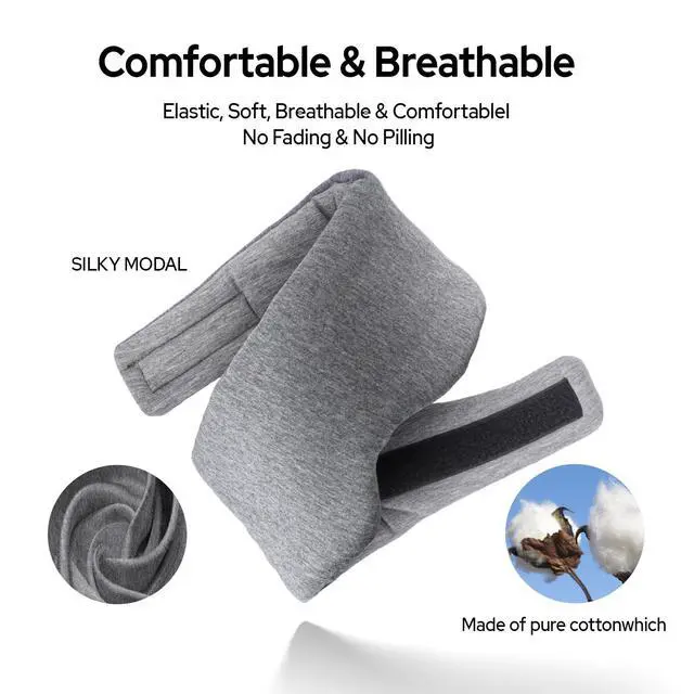 Alt view image 3 of 7 - Cotton Sleep Eye Mask for Men and Women, 100% Blocking Light Sleeping Mask | Soft Zero Pressure Cooling Blackout Eye Masks for Sleep, Eye Covers for Sleeping fits All Heads Adjustable