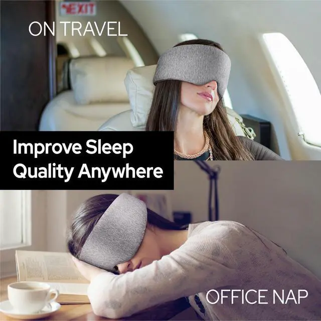 Alt view image 4 of 7 - Cotton Sleep Eye Mask for Men and Women, 100% Blocking Light Sleeping Mask | Soft Zero Pressure Cooling Blackout Eye Masks for Sleep, Eye Covers for Sleeping fits All Heads Adjustable