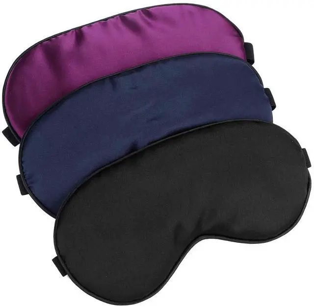 Main image of Silk-Sleep-Mask Eye-Mask Eye-Cover Eyeshade - 100% Silk Soft Adjustable Strip(Black+Dark Blue+Purple)