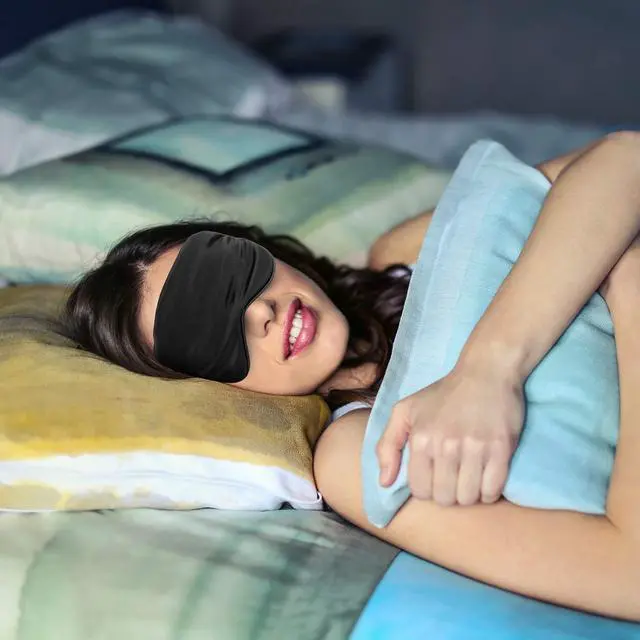 Alt view image 4 of 5 - Silk-Sleep-Mask Eye-Mask Eye-Cover Eyeshade - 100% Silk Soft Adjustable Strip(Black+Dark Blue+Purple)