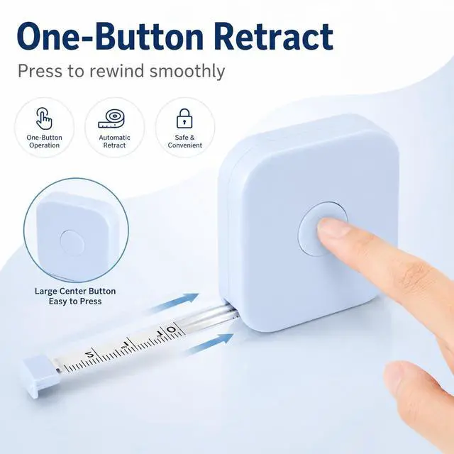 Alt view image 2 of 7 - Measuring Tape for Body 79 Inch 2M, Soft Body Measuring Tape with Inch and Centimeter Dual Scale, One-Button Retract Sewing Tape Measure for Fitness, Tailoring and Daily Use, Sky Blue