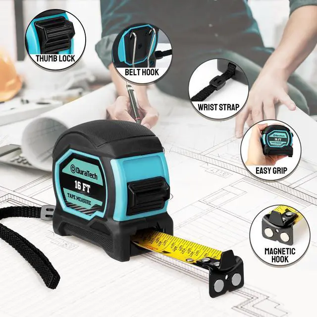Alt view image 3 of 7 - 16FT Magnetic Double-Sided Tape Measure, Easy Read Measuring Tape | 2 Pack Retractable Measurement Tape with Fractions 1/8, Magnetic Hook and Shock Absorbent Case for Construction, Carpenter