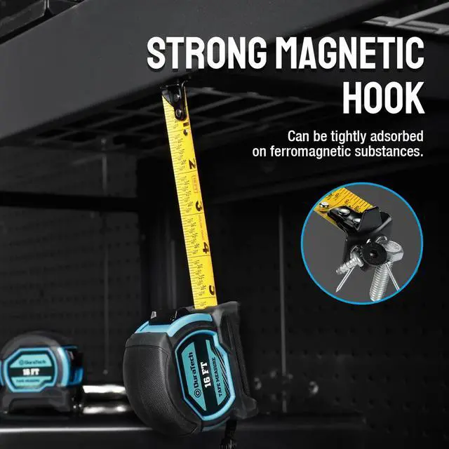Alt view image 4 of 7 - 16FT Magnetic Double-Sided Tape Measure, Easy Read Measuring Tape | 2 Pack Retractable Measurement Tape with Fractions 1/8, Magnetic Hook and Shock Absorbent Case for Construction, Carpenter