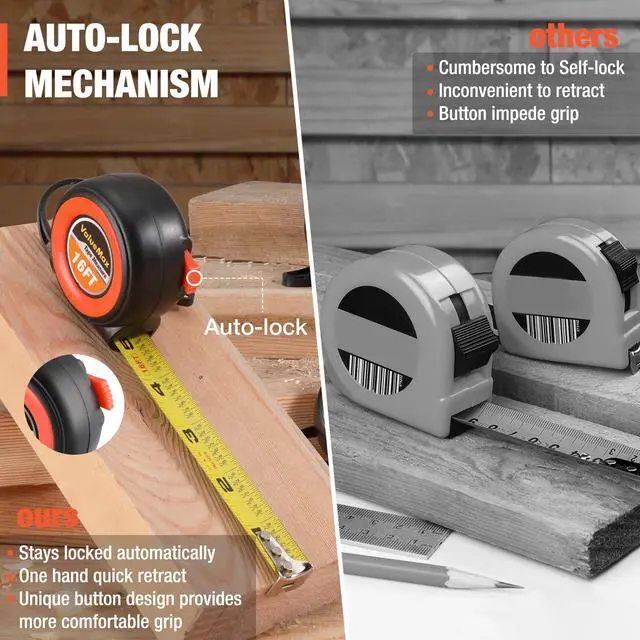 Alt view image 2 of 7 - Tape Measure, 6 Pack 16FT Measuring Tape Retractable | Retractable, Easy Read, Auto-Lock for Construction, Contractor, Carpenter, Height measurement