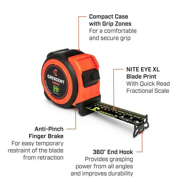 Alt view image 3 of 3 - Crescent 16ft CONTROLTOUCH NITE Eye Tape Measure | L1016CB-02