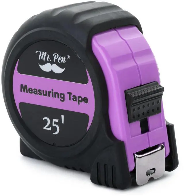 Main image of Retractable Tape Measure 25 ft, Pastel Purple, Easy Read | Steel Retractable Measuring Tape with Fractions, Ideal for Construction & DIY Projects