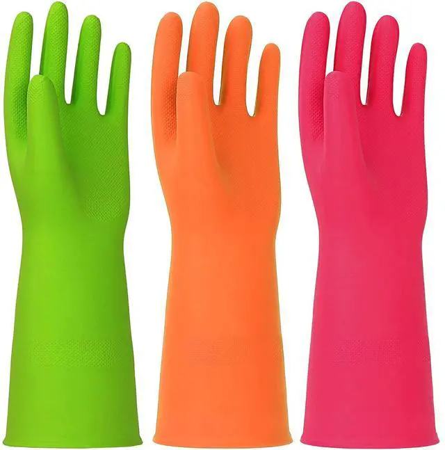 Main image of Latex Free Nitrile Cleaning Gloves, Small, 3 Pairs | 12 Mil Thick, Reusable Gloves with Non-Slip Grip, Waterproof for Dishwashing, Kitchen, Bathroom & Household Cleaning